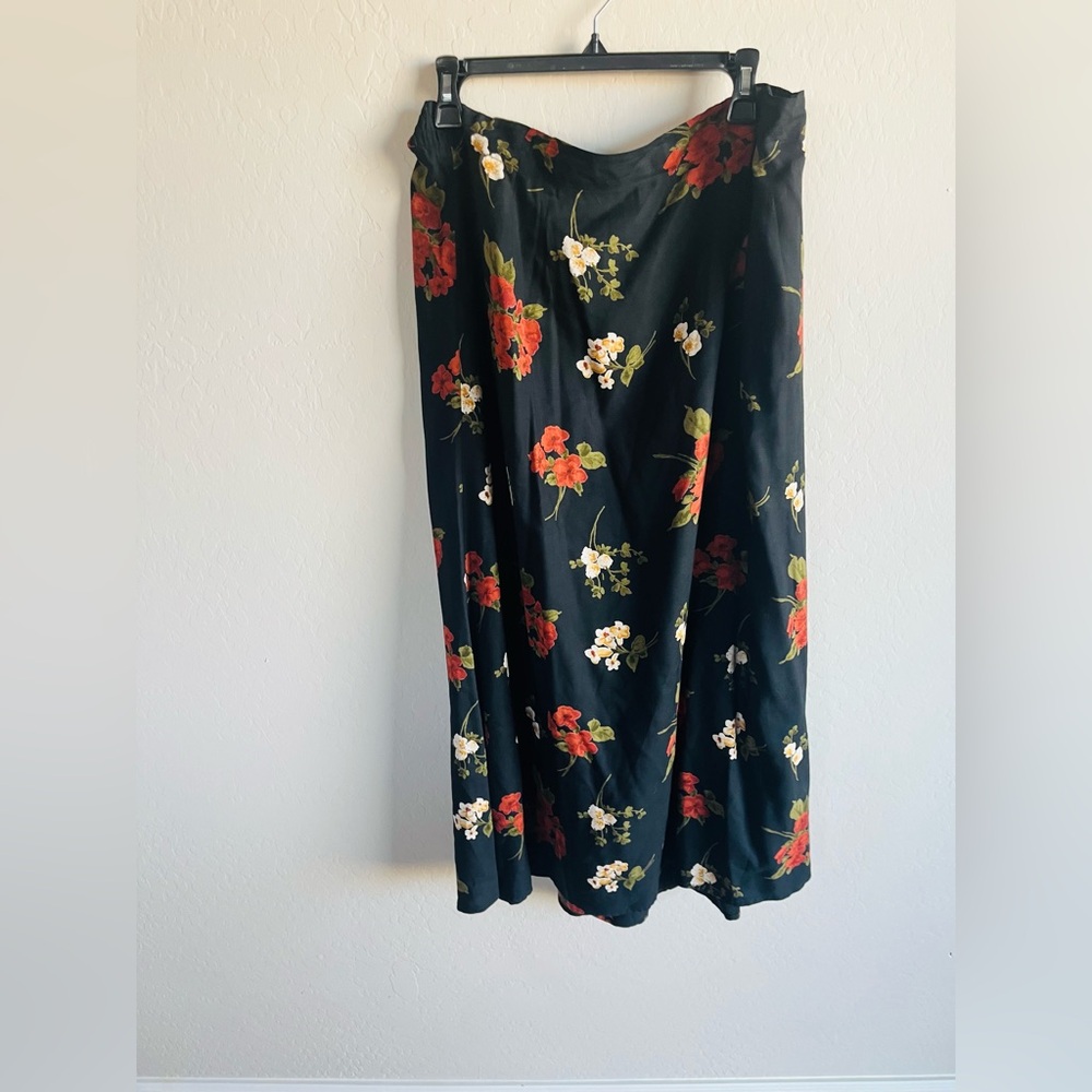 Vintage Womens Black Floral Maxi Skirt Size XL Boho Cottagecore 90s Artsy - Picture 2 of 5